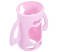 MOTHNUR Silicone Glass Bottle Sleeve Anti-Slip Protective Cover for Feeding Bottles Pink Wear-Resistant Feeder Cover for Safe Grip and Easy Use
