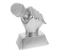 MOTHNUR Silver Resin Microphone Trophy for Decorative Musical Competition Award Craft Keepsake Childrens Singing Contests and School Events