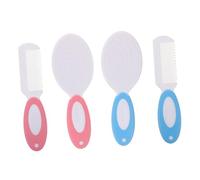 MOTHNUR Soft Hair Brush and Comb Set for Newborns with Ergonomic Handle Gentle Bristles for Bathing and Shampooing Pink and Blue Grooming Kit for Boys