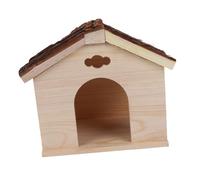 MOTHNUR Squirrel Guinea Pig Wood House Lightweight Cabin Hideout for Small Pets Chinchilla and Guinea Pig Habitat Easy to Clean Natural Wood Brown Khaki