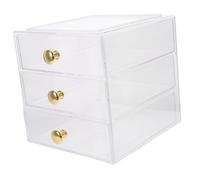 MOTHNUR Stackable 3-layer Drawer Organizer Gold Handle, Small Acrylic Sundry Storage Box for Jewelry, Hair Accessories and Skincare, Desktop Cosmetic Storage Solution for Home and Office