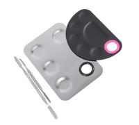 MOTHNUR Stainless Steel Nail Art Mixing Palette Set with Stick Lightweight Manicure Display Boards for Liquid Foundation and Nail Paint Practical Beauty Makeup Tool for Women