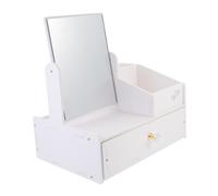 MOTHNUR Storage Drawer Box with Mirror, Single Drawer Desktop Makeup Organizer for Cosmetics and Skincare, Dustproof Multifunctional Cosmetic Storage Case for Vanity Table in Home Or