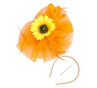 MOTHNUR Sunflower Headband Fascinator Orange Large Mesh Flower Clip Women’s Tea Party Church Racing Hat Accessory