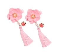 MOTHNUR Tassel Barrette for Chinese Style Flower Hairpin with Pink Bell Decor Elegant Hair Grip Clips for Sweet Hairstyles Hair Accessories for Everyday and Special Occasions