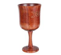 MOTHNUR Three-Phase Moon Holy Chalice Wooden Sacrifice Cup Religious Decor Altar Ornament Collection Goblet for Ritual Use