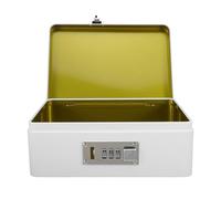 MOTHNUR Tinplate Rectangle Metal Storage Box with Combination Lock, Small Jewelry Lock Box in Light Beige, Secure Tin Storage Container for Trinkets and Keepsakes