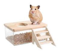 MOTHNUR Transparent Hamster Bath Box with Ladder and Secure Lid Small Animal Sand Bath Container for Hamsters Gerbils and Chinchillas Promotes Natural Digging and Bathing Habits Clear