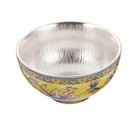 MOTHNUR Vintage Chinese Style Ceramic Tea Cup with Enamel Silver Inlay Sturdy Kung Fu Teaware for Tea Ceremony Home and Office Use Single Yellow Teacup for Leisure and Gift