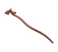 MOTHNUR Vintage Handmade Gold Rosewood Cat Hair Stick, Carved Long Tail Cat Wooden Hairpin for Women, Retro Chinese Style Wooden Hair Accessories for Traditional Updo