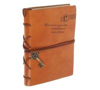 MOTHNUR Vintage Portable Journal Notebook with Retro Binding Multi-function Daily Planner and Work Journal for Women Small Orange Leather-like Paper Notebook for Travel Drawing and