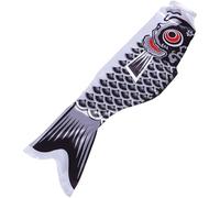 MOTHNUR Weather-resistant Japanese Carp Windsock Flag Traditional Handmade Koinobori Streamer for Outdoor Garden Sushi Bar Decor Black