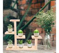 MOTHNUR Wooden Tiered Cupcake Stand and Succulent Plant Shelf, Multi-layer Desktop Display Rack for Wedding Cake Table and Home Decoration, Natural Wood Color,