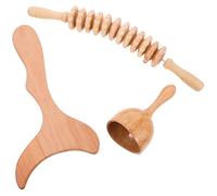 MOTHNUR WoodTherapy Body Gua Sha Massage Tools 3 in 1, Wooden Lymphatic Massager Kit with Roller and Rope for Muscle Relaxation and Home Use