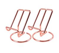 MOTHNUR Wrought Iron Phone and Tablet Stands for Home Office, Rose Gold Metal Desk Holders with Electroplated Finish, 2pcs Set for Desktop Display and Storage