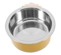 MOTHNUR Yellow Stainless Steel Hanging Pet Bowl for Small to Dogs Anti-spill Dog Crate Food and Water Feeder with Easy Attachment Minimalist Design for Puppy and Cat Kennels