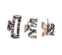 MOTHNUR Zebra Pattern Acrylic Claw Hair Clips 3pcs Set Large W-shaped Butterfly Square Hair Jaw Clamps for Women and Girls