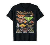 Moths Animals of the World Educational Insect Moth Lover Value Graphic T-Shirt, Men, Black, M