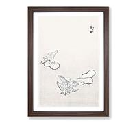 Moths by Morimoto Toko Framed Print | A2 Walnut Framed Wall Art | Ready to Hang | Modern Nature Picture | Living Room Bedroom Lounge Office