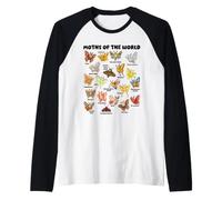 Moths of the World Kawaii Chart Entomology Raglan Baseball Tee