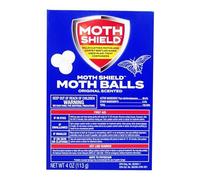 MothShield 4 Pack Old Fashioned Original Moth Balls, Carpet Beetles, Kills Clothes Moth, Repellent Closet Clothes Protector, No Clinging Odor(Approx:100 Balls), White
