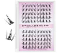 MOTIBACK 100PCS Self-Adhesive Cluster Lashes, Pre-Glued Wispy Eyelashes, No Glue Needed, Natural D Curl, Easy DIY Application