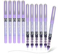 MOTIBACK 10PCS Purple Pens - 0.5mm Rollerball Ink Pens for Smooth Writing, School, Office, Journaling & Coloring, Vibrant Purple Ink, Non-Smudge Quick-Dry Pens for Kids & Adults Stationery Supplies