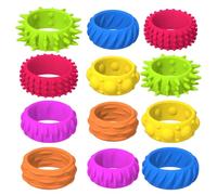MOTIBACK 12 Pack Fidget Sensory Rings for Anxiety Relief, Anti-Stress Calming Spinner Rings for Autism, Stress Relief Fidget Ring for All Ages, Classroom Must Haves & Office Use