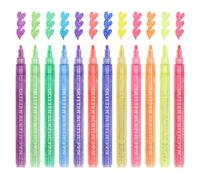 MOTIBACK 12-Pack Glitter Markers - 3mm Broad Tip Sparkle Paint Pens, Quick-Dry Ink Marker Pens for Rock Ceramic Wood Painting Crafts Albums Scrapbooking