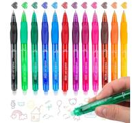 MOTIBACK 12Pcs Colored Erasable Gel Pens, 0.5 mm Fine Point Quick-Drying Erasable Pens, Comfort Grip Writing Push Button Pen for Kids & Adults, School, Office, Work, Stationery Supplies