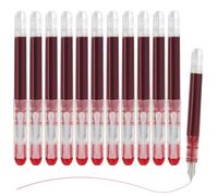 MOTIBACK 12PCS Disposable Fountain Pens - Red Ink Smooth Writing Fountain Pen, Quick-Drying Liquid Ink, Fine Nib for Journaling, Sketching, Lettering, Calligraphy, School, Office & Gift Supplies