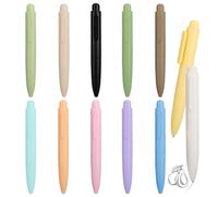 MOTIBACK 12pcs Mini Cute Macaron Retractable Pocket Pens, 0.5mm Fine Tip Black Ink Gel Pens with 12 Solid Color Designs, Compact 12cm Portable Writing Tools for School, Office and Gifts