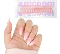 MOTIBACK 150pcs False Nails Kit,Pointed Nude Pink Natural Gradient,Press on Fake Wearable Nail,15 Sizes Glossy Full Cover Nail Tips -Stick on Nails with Glue and Nail Files for Women and Girls
