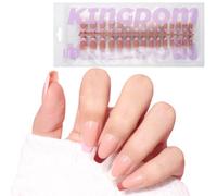 MOTIBACK 150pcs False Nails Kit,Trapezoidal French 5 Colors,Press on Fake Wearable Nails,15 Sizes Glossy Full Cover Nail Tips -Stick on Nails with Glue and Nail Files for Women and Girls