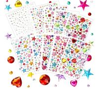 MOTIBACK 1600Pcs Face Gems: Sparkly Self-Adhesive Multicoloured Flatback Rhinestones, Multi-Shape Gem Stickers for Scrapbooking, Festival, DIY Crafts, Nail Art, Body Makeup (Multi-Colour)