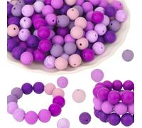 MOTIBACK 160Pcs 15mm Purple Beads for Bracelet Making, 6 Color Silicone Beads Bulk, DIY Craft Pony Bead Kit for Christmas Bracelet Keychain Jewelry Making Supplies (Multi-Colour)