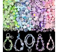MOTIBACK 180-240 PCS Assorted Acrylic Beads for Bracelet Making, 4-Colors Flower Bow Butterfly Candy Star Heart GummyBear Kawaii Aesthetic Bracelet,Cute Beads for Jewelry Making DIY Phone Charms