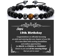 MOTIBACK 18th Birthday Gift for Men - Tiger Eye Stone Bracelet with Birthday Card, Thoughtful Birthday Presents for Boys,Son, Grandson, Brother & Friends, Meaningful Gifts