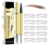 MOTIBACK 2-in-1 Brow Pen and Sealing Brow Gel with 20Pcs Eyebrow Card - Eyebrow Pen with 4-Fork-Tip & Precise Brush-Tip for Women, Eyebrow Pencil for Natural Hair-Like Brows, Brown