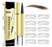 MOTIBACK 2-in-1 Brow Pen and Sealing Brow Gel with 20Pcs Eyebrow Card - Eyebrow Pen with 4-Fork-Tip & Precise Brush-Tip for Women, Eyebrow Pencil for Natural Hair-Like Brows, Black Brown