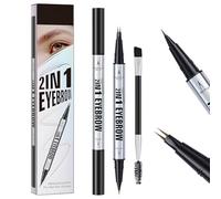 MOTIBACK 2-in-1 Dual-Ended Eyebrow Pen - Waterproof Microblading Brow Pencil with Fork Tip & Precision Brush for Natural 3D Brows (Light Brown)