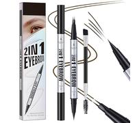 MOTIBACK 2-in-1 Dual-Ended Eyebrow Pen - Waterproof Microblading Brow Pencil with Fork Tip & Precision Brush for Natural 3D Brows(Dark Brown)