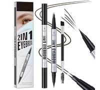MOTIBACK 2-in-1 Dual-Ended Eyebrow Pen - Waterproof Microblading Brow Pencil with Fork Tip & Precision Brush for Natural 3D Brows(Black Brown)