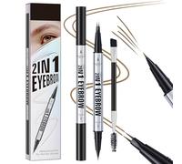 MOTIBACK 2-in-1 Dual-Ended Eyebrow Pen - Waterproof Microblading Brow Pencil with Fork Tip & Precision Brush for Natural 3D Brows(Brown)