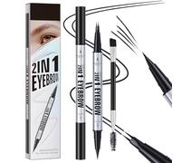 MOTIBACK 2-in-1 Dual-Ended Eyebrow Pen - Waterproof Microblading Brow Pencil with Fork Tip & Precision Brush for Natural 3D Brows(Black)