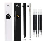 MOTIBACK 2 x Click Pens + 4 x Refills "Shy Cat" Design, Cute 3D Comic Cat Ballpoint Pen 0.5 mm, Funny Gift for Introverts, Cat Lovers and for Relaxing