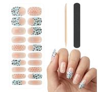 MOTIBACK 20pcs Leopard Print Semi Cured Gel Nail Strips, Gel Nail Wraps with UV/LED Lamp, DIY Nail Art Stickers Kit Includes Wood Stick, File & Pads
