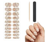 MOTIBACK 20pcs Leopard Print Semi Cured Gel Nail Strips, Gel Nail Wraps with UV/LED Lamp, DIY Nail Art Stickers Kit Includes Wood Stick, File & Pads