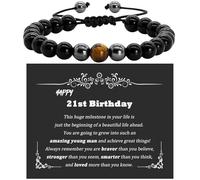 MOTIBACK 21th Birthday Gift for Men - Tiger Eye Stone Bracelet with Birthday Card, Thoughtful Birthday Presents for Boys,Son, Grandson, Brother & Friends, Meaningful Gifts