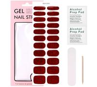 MOTIBACK 22Pcs No Lamp Glitter Gel Nail Stickers, Semi Cured Gel Nail Strips, Shimmer Nail Wraps with Wood Stick, File & Pads, DIY Nail Art